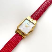 Load image into Gallery viewer, Vintage 1990s Gold-Plated Ladies&#39; Nina Ricci Quartz Watch with Red Leather Strap
