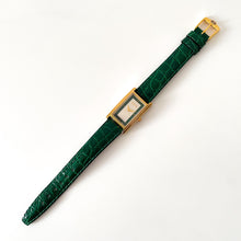 Load image into Gallery viewer, 1990s Gucci Quartz Watch with Rectangular Tank-Style Dial and Green Leather Strap
