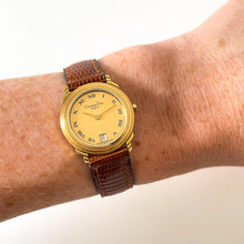 Load image into Gallery viewer, Vintage Christian Dior Gold-Plated Ladies&#39; Quartz Watch with Brown Leather Strap - Boxed
