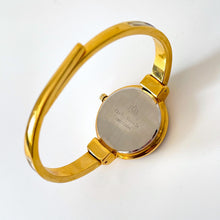 Load image into Gallery viewer, Vintage André Mouche Quartz Watch Set with Interchangeable Bezel, Enamel Design and Gold-Plated Bangle Bracelet
