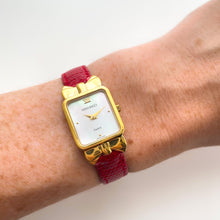 Load image into Gallery viewer, Vintage 1990s Gold-Plated Ladies&#39; Nina Ricci Quartz Watch with Red Leather Strap
