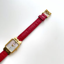 Load image into Gallery viewer, Vintage 1990s Gold-Plated Ladies&#39; Nina Ricci Quartz Watch with Red Leather Strap
