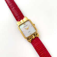 Load image into Gallery viewer, Vintage 1990s Gold-Plated Ladies&#39; Nina Ricci Quartz Watch with Red Leather Strap
