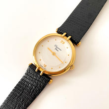 Load image into Gallery viewer, Vintage Christian Dior Gold-Plated Ladies&#39; Quartz Watch with Black Leather Strap - Boxed
