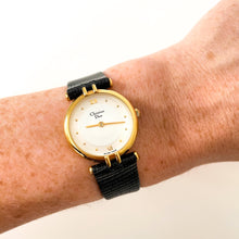 Load image into Gallery viewer, Vintage Christian Dior Gold-Plated Ladies&#39; Quartz Watch with Black Leather Strap - Boxed
