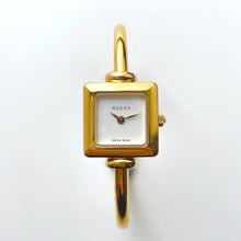 Load image into Gallery viewer, Vintage 1997 Gold-Plated Gucci Bangle Quartz Watch with Square Dial - Boxed
