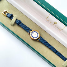 Load image into Gallery viewer, Vintage 90s Ladies&#39; Gucci Quartz Watch with Beige and Blue Dial and Leather Strap - Boxed
