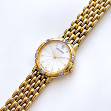 Load image into Gallery viewer, Vintage 1990s Crystal-Set Gold-Plated Ladies&#39; Nina Ricci Quartz Watch with Round Mother of Pearl Dial
