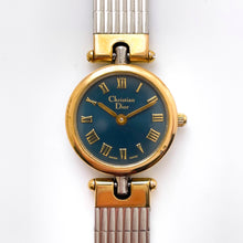 Load image into Gallery viewer, Vintage Two-Tone Christian Dior Ladies&#39; Quartz Watch with Round Metallic Blue Dial
