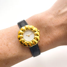 Load image into Gallery viewer, Vintage 1990s Gold-Plated Ladies&#39; Nina Ricci Quartz Watch with Black and Blue Leather Straps
