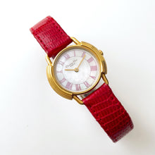 Load image into Gallery viewer, Vintage Christian Dior Gold-Plated Ladies&#39; Quartz Watch with Red Leather Strap and Mother of Pearl Dial - Boxed
