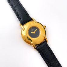 Load image into Gallery viewer, Ladies&#39; Vintage 90s Gold-Plated Fendi Quartz Watch with Black Dial and Leather Strap - Boxed
