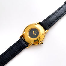 Load image into Gallery viewer, Ladies&#39; Vintage 90s Gold-Plated Fendi Quartz Watch with Black Dial and Leather Strap - Boxed
