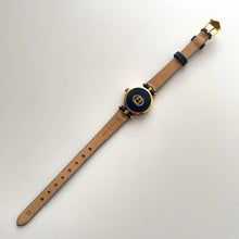 Load image into Gallery viewer, Vintage 90s Ladies&#39; Gucci Quartz Watch with Beige and Blue Dial and Leather Strap - Boxed
