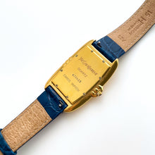 Load image into Gallery viewer, Vintage 90s Gold-Plated Yves Saint Laurent Unisex Tank-Style Quartz Watch with Blue Leather Strap
