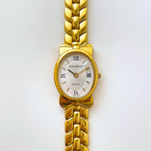 Load image into Gallery viewer, Vintage 1990s Gold-Plated Ladies&#39; Nina Ricci Quartz Watch with Oval Mother of Pearl Dial
