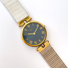 Load image into Gallery viewer, Vintage Two-Tone Christian Dior Unisex Quartz Watch with Round Metallic Blue Dial
