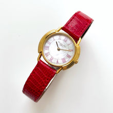 Load image into Gallery viewer, Vintage Christian Dior Gold-Plated Ladies&#39; Quartz Watch with Red Leather Strap and Mother of Pearl Dial - Boxed
