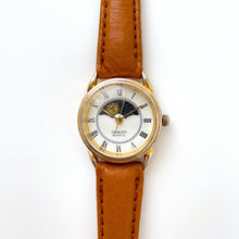 Load image into Gallery viewer, Vintage 90s Ladies&#39; Imado Sun &amp; Moon Phase Quartz Watch with Brown Leather Strap
