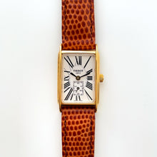 Load image into Gallery viewer, Ladies&#39; Vintage Gold-Plated Tissot Quartz Watch with Rectangular Tank Dial and Brown Leather Strap
