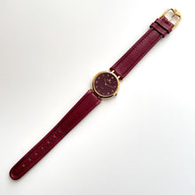 Load image into Gallery viewer, Vintage 1990s Gold-Plated Ladies&#39; Givenchy &#39;Griffe&#39; Quartz Watch with Burgundy Dial and Leather Strap
