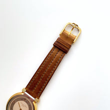 Load image into Gallery viewer, Vintage Christian Dior Gold-Plated Unisex Quartz Watch with Brown Leather Strap
