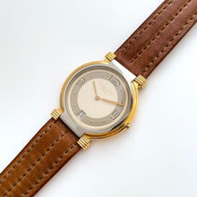 Load image into Gallery viewer, Vintage Christian Dior Gold-Plated Unisex Quartz Watch with Brown Leather Strap
