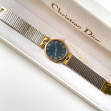 Load image into Gallery viewer, Vintage Two-Tone Christian Dior Unisex Quartz Watch with Round Metallic Blue Dial - Boxed
