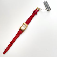 Load image into Gallery viewer, Vintage Christian Dior Gold-Plated Ladies&#39; Quartz Watch with Red Leather Strap and Rectangular Tank Dial - Boxed
