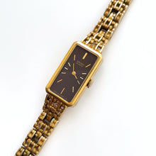 Load image into Gallery viewer, 1990s Ladies&#39; Gold-Plated Seiko Quartz Watch with Brown Rectangular Dial
