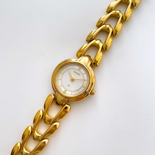 Vintage Ladies' Gold-Plated Accurist Quartz Watch with Beige Round Dial - Boxed