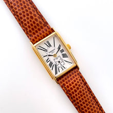 Load image into Gallery viewer, Ladies&#39; Vintage Gold-Plated Tissot Quartz Watch with Rectangular Tank Dial and Brown Leather Strap
