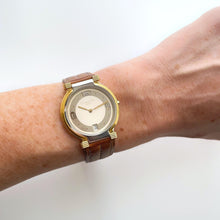 Load image into Gallery viewer, Vintage Christian Dior Gold-Plated Unisex Quartz Watch with Brown Leather Strap
