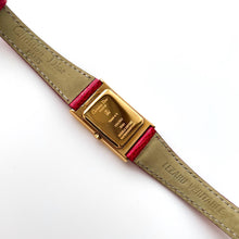 Load image into Gallery viewer, Vintage Christian Dior Gold-Plated Ladies&#39; Quartz Watch with Red Leather Strap and Rectangular Tank Dial - Boxed
