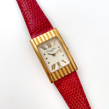 Load image into Gallery viewer, Vintage Christian Dior Gold-Plated Ladies&#39; Quartz Watch with Red Leather Strap and Rectangular Tank Dial - Boxed
