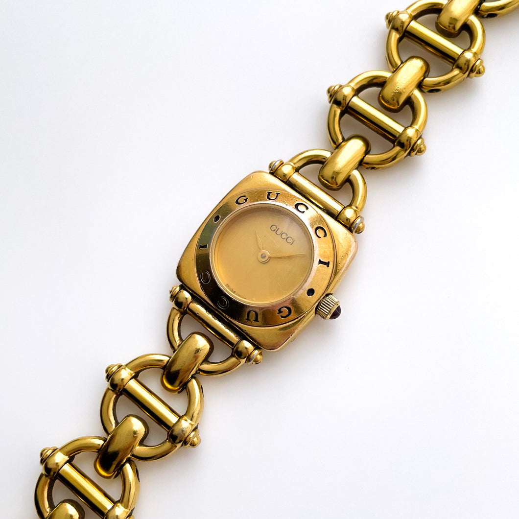 Vintage 1990s Gucci 6300L Quartz Watch with Gold-Plated Bracelet