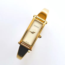 Load image into Gallery viewer, Vintage Ladies&#39; Gold-Plated Gucci 1500L Bangle Quartz Watch with Beige Rectangular Dial
