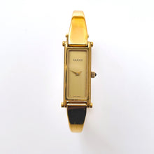 Load image into Gallery viewer, Vintage Ladies&#39; Gold-Plated Gucci 1500 Bangle Quartz Watch with Gold Rectangular Dial
