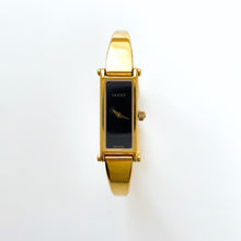 Load image into Gallery viewer, Vintage Ladies&#39; Gold-Plated Gucci 1500L Bangle Quartz Watch with Black Rectangular Dial - Boxed
