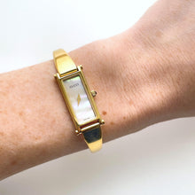 Load image into Gallery viewer, Vintage 1998 Ladies&#39; Gold-Plated Gucci 1500L Bangle Quartz Watch with Rectangular Mother of Pearl Dial
