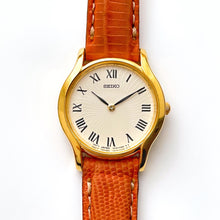 Load image into Gallery viewer, Vintage Gold-Plated Ladies&#39; Seiko Quartz Watch with Brown Leather Strap
