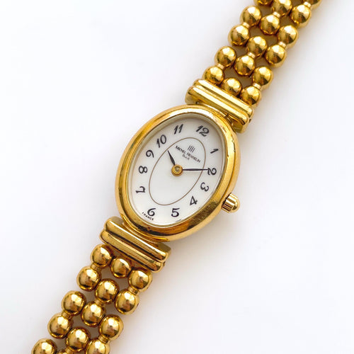 Vintage Ladies' Gold-Plated Michel Herbelin Quartz Watch With Beaded Bracelet and Oval Dial