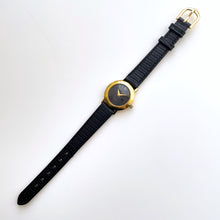 Load image into Gallery viewer, Vintage Gold-Plated Ladies&#39; Balenciaga Quartz Watch with Black Round Dial and Leather Strap
