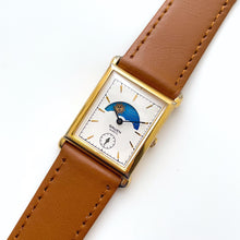 Load image into Gallery viewer, Vintage Unisex Gruen Sun &amp; Moon Quartz Watch with Rectangular Dial
