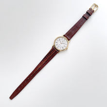 Load image into Gallery viewer, Vintage Ladies&#39; Gold-Plated Longines Presence Quartz Watch with Brown Leather Strap
