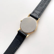 Load image into Gallery viewer, Vintage Gold-Plated Ladies&#39; Seiko Quartz Watch with Striped Dial and Black Leather Strap
