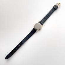 Load image into Gallery viewer, Vintage Gold-Plated Ladies&#39; Seiko Quartz Watch with Striped Dial and Black Leather Strap
