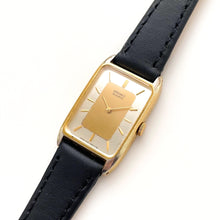 Load image into Gallery viewer, Vintage Gold-Plated Ladies&#39; Seiko Quartz Watch with Rectangular Tank Dial and Black Leather Strap
