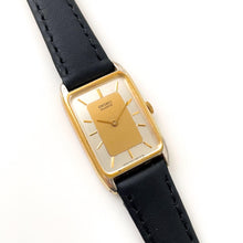 Load image into Gallery viewer, Vintage Gold-Plated Ladies&#39; Seiko Quartz Watch with Rectangular Tank Dial and Black Leather Strap
