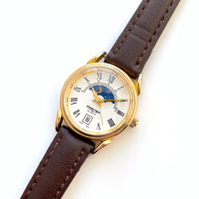 Load image into Gallery viewer, Vintage Constant Sun &amp; Moon Phase Quartz Watch with Brown Leather Strap
